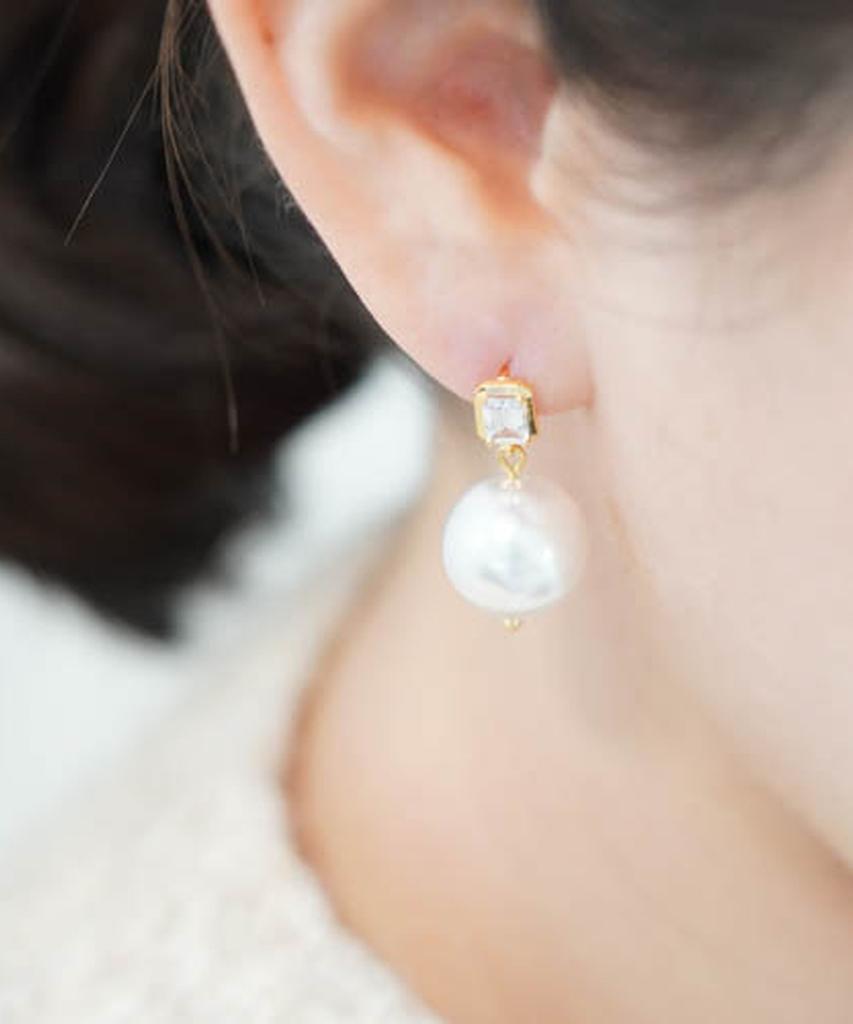 Серебряные серьги Alleun 925 пробы, кубический квадрат, массивный подвес, крупная жемчужина