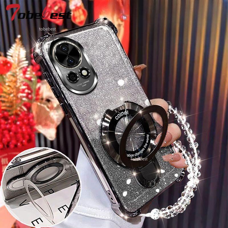 Противоударный чехол с блестящим покрытием для Huawei NOVA 13 12 11 Ultra 10 9 8 7 SE Pro Fundas Магнитный держатель Браслет Чехол