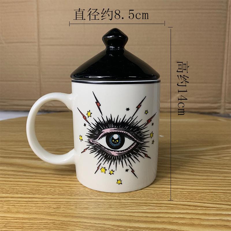Abstract Eye Ceramic Cup Creative Abstract Coffee Cup with Lid Tableware Aromatherapy Candle Cup Candy Bottle Home Decoration