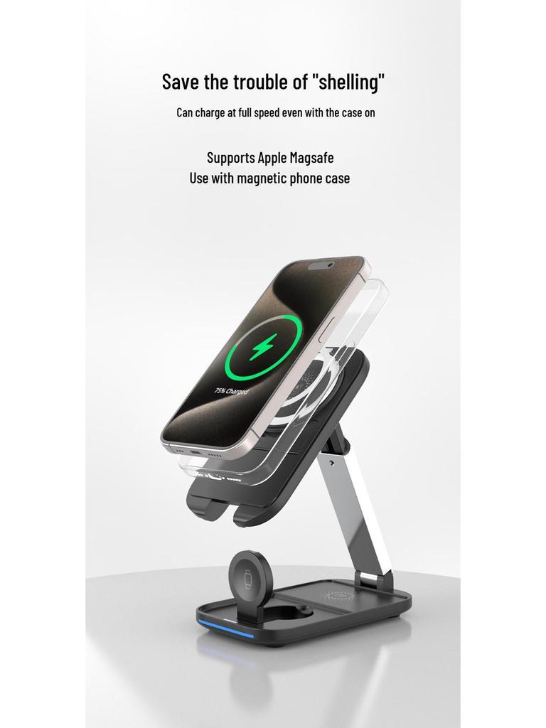 Foldable Magnetic 3-in-1 Wireless Charger for Apple Devices