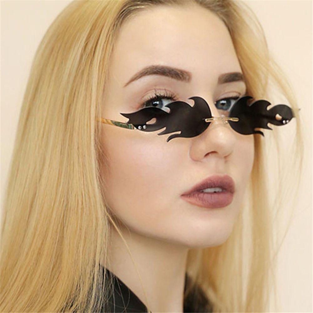 Eyewear Metal Rimless Sunglasses for Women Flame Shaped Sun Glasses Fashion Flame Sunglasses