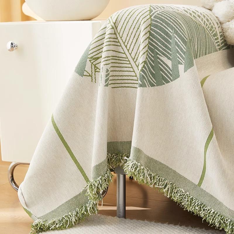 Chenille Sofa Cover Cloth Tassels Universal One Piece Cushion Delicate Skin Friendly Blanket Backrest Can Be Used On Both Sides