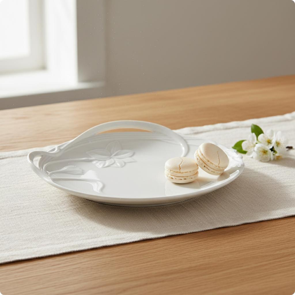 Embossed Flower Plate Set Easy to Clean Floral Ceramic Bowl and Cup Set Floral Relief Dinnerware Non Household Tableware