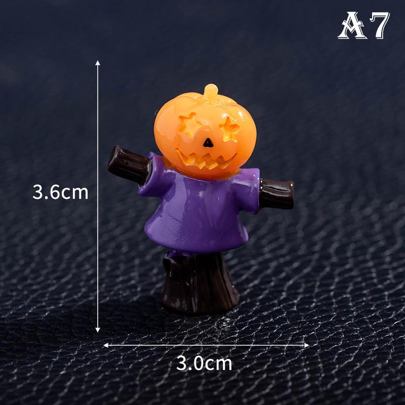 Cute Halloween Micro Landscape Miniature Figurines Resin Craft Mini Fairy Garden Ornaments Cute Pumpkin Ghost Decoration
