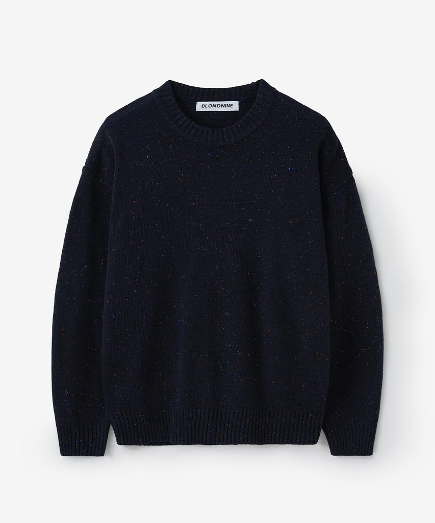 BLOND9 Mixed Yarn Round Knit_Navy