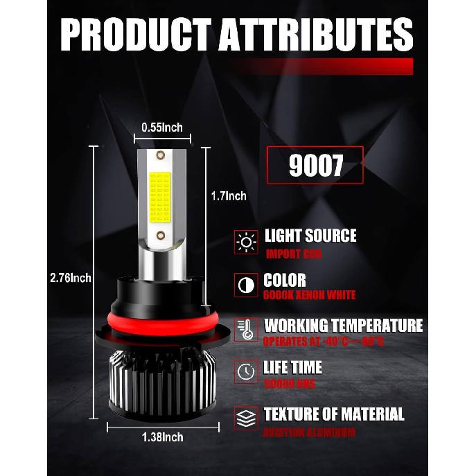 Compatible For 1997 1998 1999 2000 2001 2002 2003 Ford F150 F250 F350 F450 Light Bulbs, 9007 HB5 High Low Beam 9006/9145 Fog Lights, 6500K Light