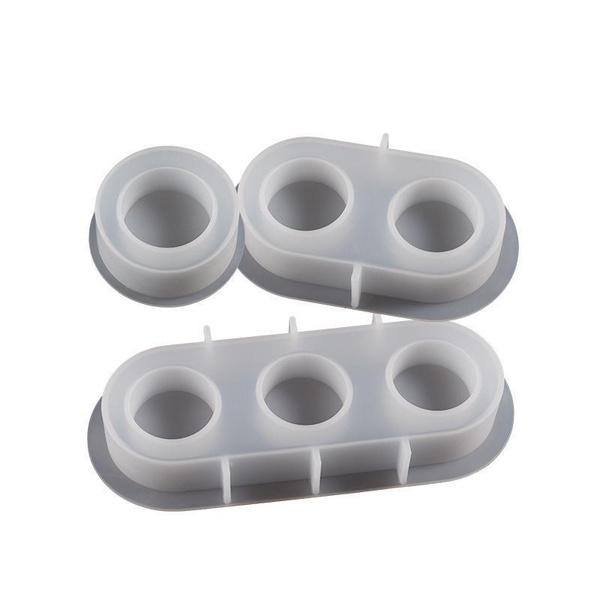 Round Candle Holder Silicone Mold Cement Candlestick Mould DIY Plaster Epoxy Resin Handicraft Molds Home Dinner Decor