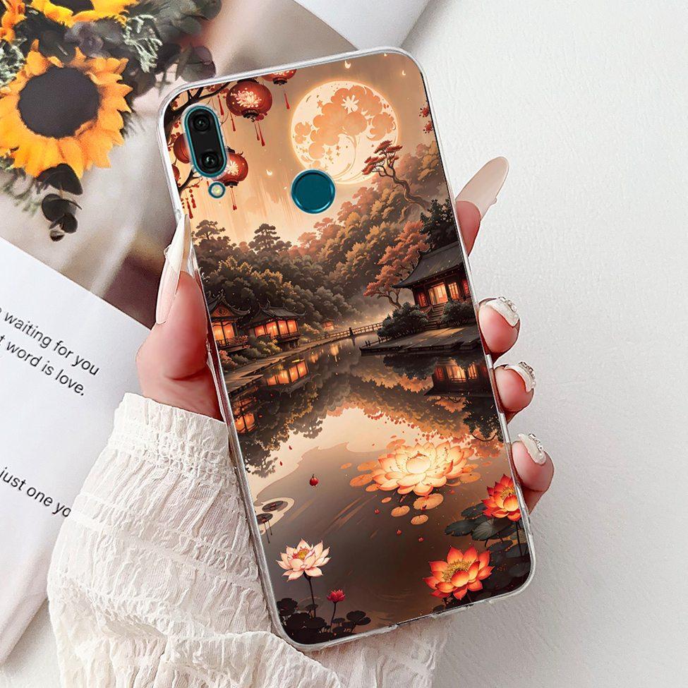 Clear For Huawei Y9 2019 Case Cover Cute Fashion Flowers Funny Cool Painted Soft Phone Case For Huawei JKM-LX1 JKM-LX2 JKM-LX3