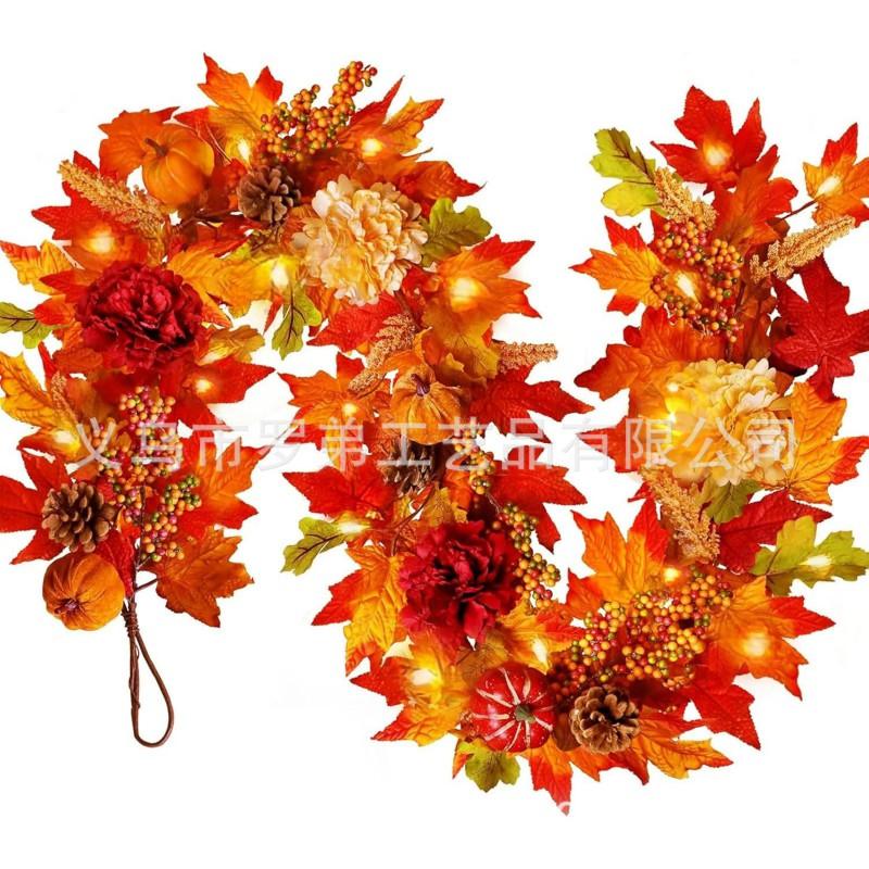 Harvest Wreath With Base Pumpkins Berries Leaves Thanksgiving Door Decor