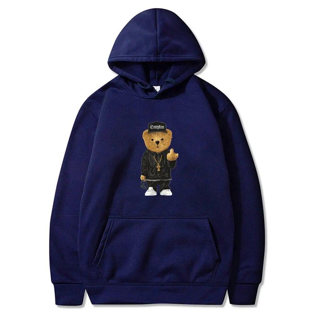 Autumn Winter Hoodies Unisexs Harajuku Toy Bear Print Hooded Sweatshirts Streetwear Hip Hop Casual Pullover Fashion Unisex Clothing