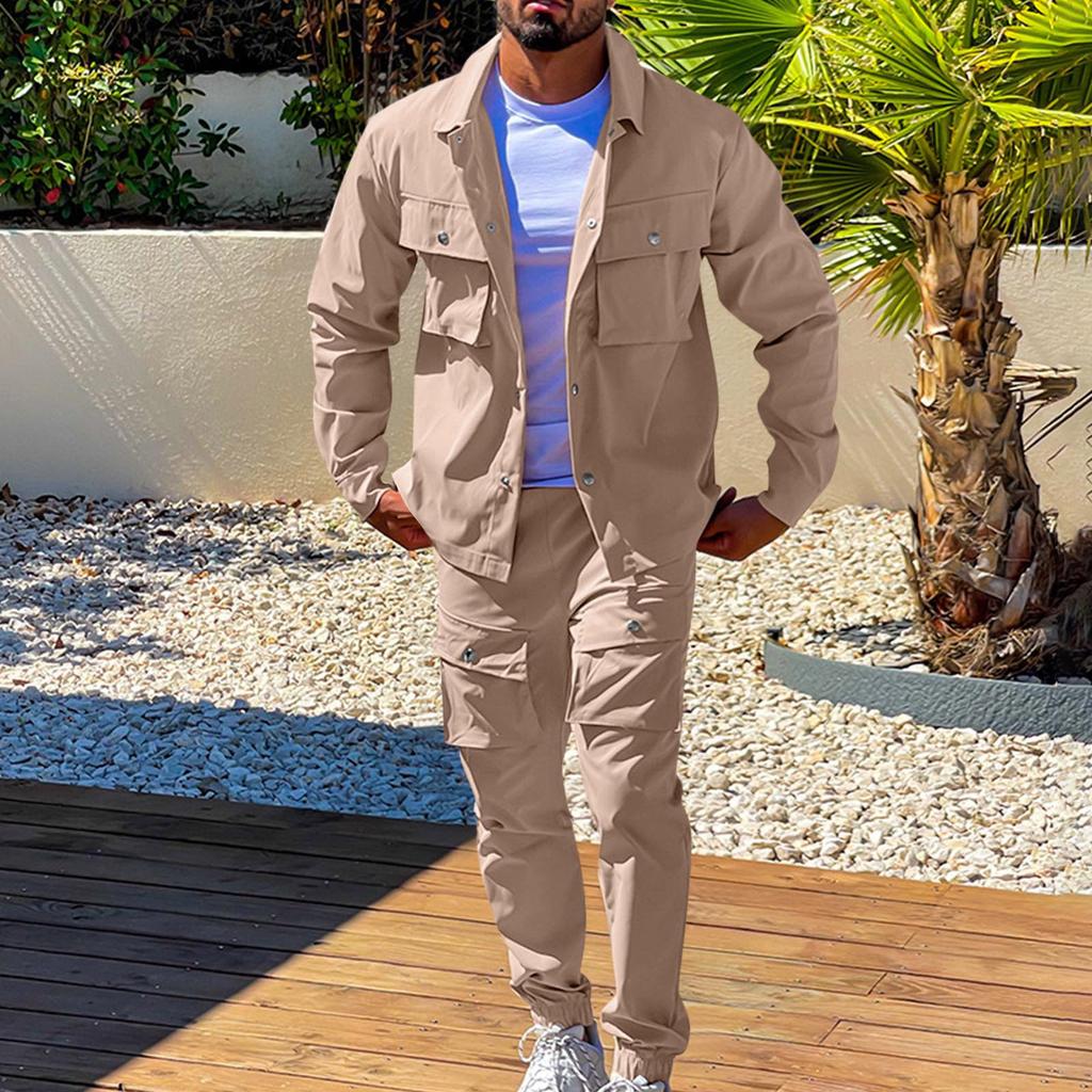 Мужской однотонный модный повседневный комплект, легкая мужская повседневная куртка-костюм