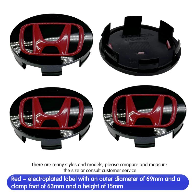 4pcs 69mm 62mm 58mm For Honda Car Wheel Center Cover Rim Hub Caps Accord Fit Jazz CRV CRZ City Alice Odyssey Badge logo Emblem