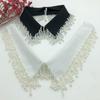Women White Fake Collar Handmade Beads Detachable Solid Color Shirt False Collar Blouse Women Neckwear Decor