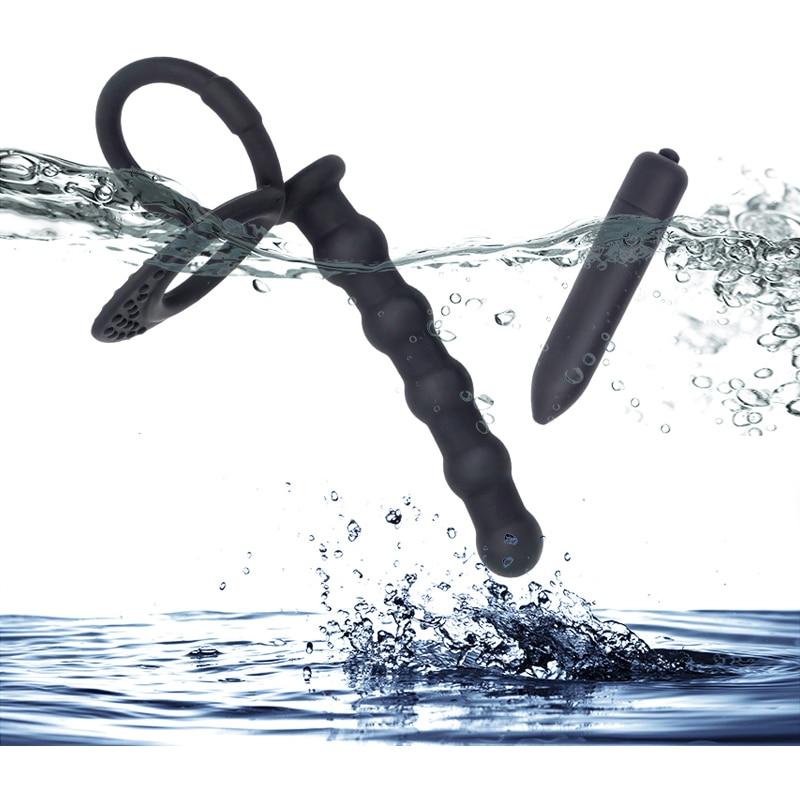 Фаллоимитатор с двойным проникновением, вибратор для пениса, секс-игрушки для пар, анальные бусины, Анальная пробка, секс-кольцо, массажер для точки G для мужчин, взрослых 18+