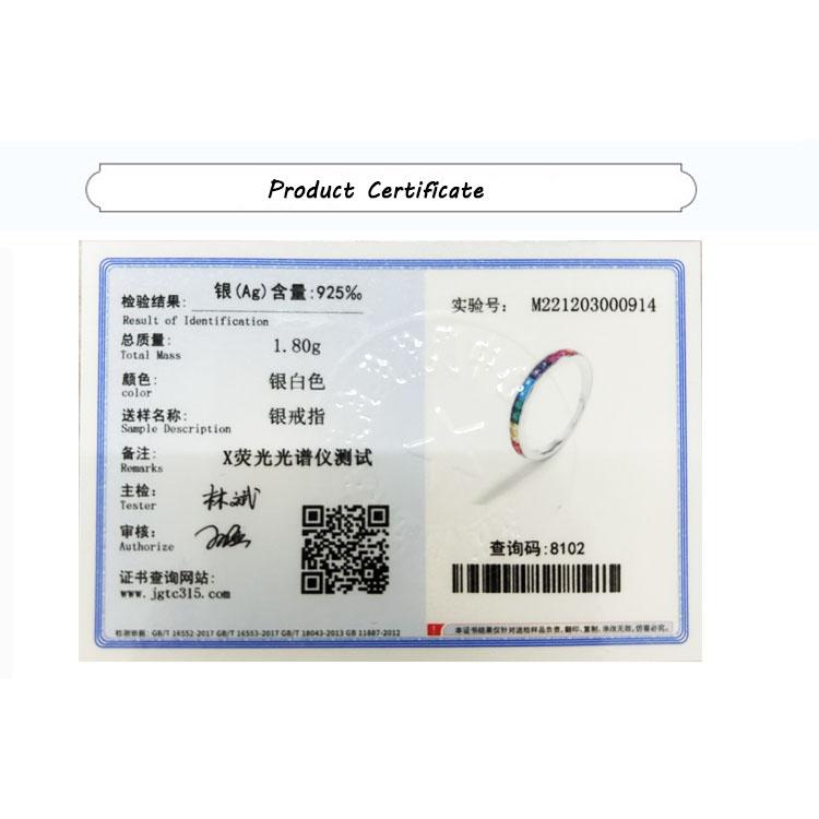 Stylish Rainbow Collection Square Full Of Zircon Couple Rings For Women Genuine Original Sterling S925 Silver Valentine Jewelry