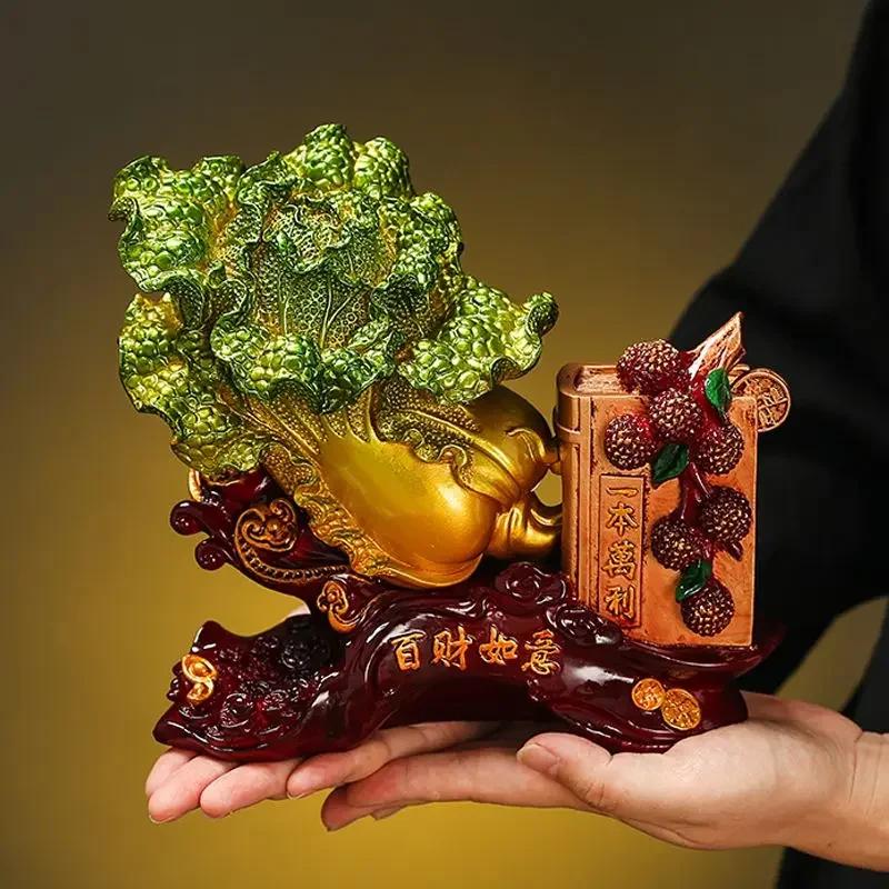 Фэн-шуй Богатство Удача Капуста Украшения Домашний Шкаф Декор Подарки на Новоселье Поделки Чжаоцай