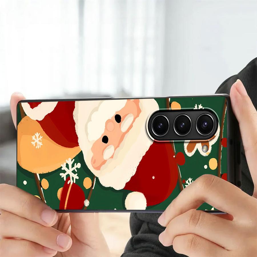 Чехол Клаус Снеговик Елка Рождественский для Samsung Galaxy ZFold4 Z Fold 7 6 5 4 3 ZFold3 ZFold7 ZFold5 ZFold6 Задняя крышка телефона
