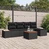 VidaXL 6-Piece Garden Sofa Set with Cushions Black Poly Rattan Acacia 3348069