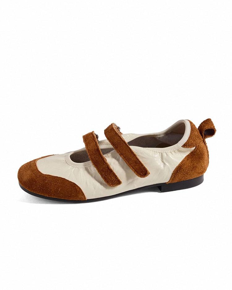 Овечья кожа версия французского ретро стиля цветная повседневная обувь для моральной подготовки с круглым носком, с легким вырезом, туфли Мэри Джейн, женские повседневные туфли на плоской подошве