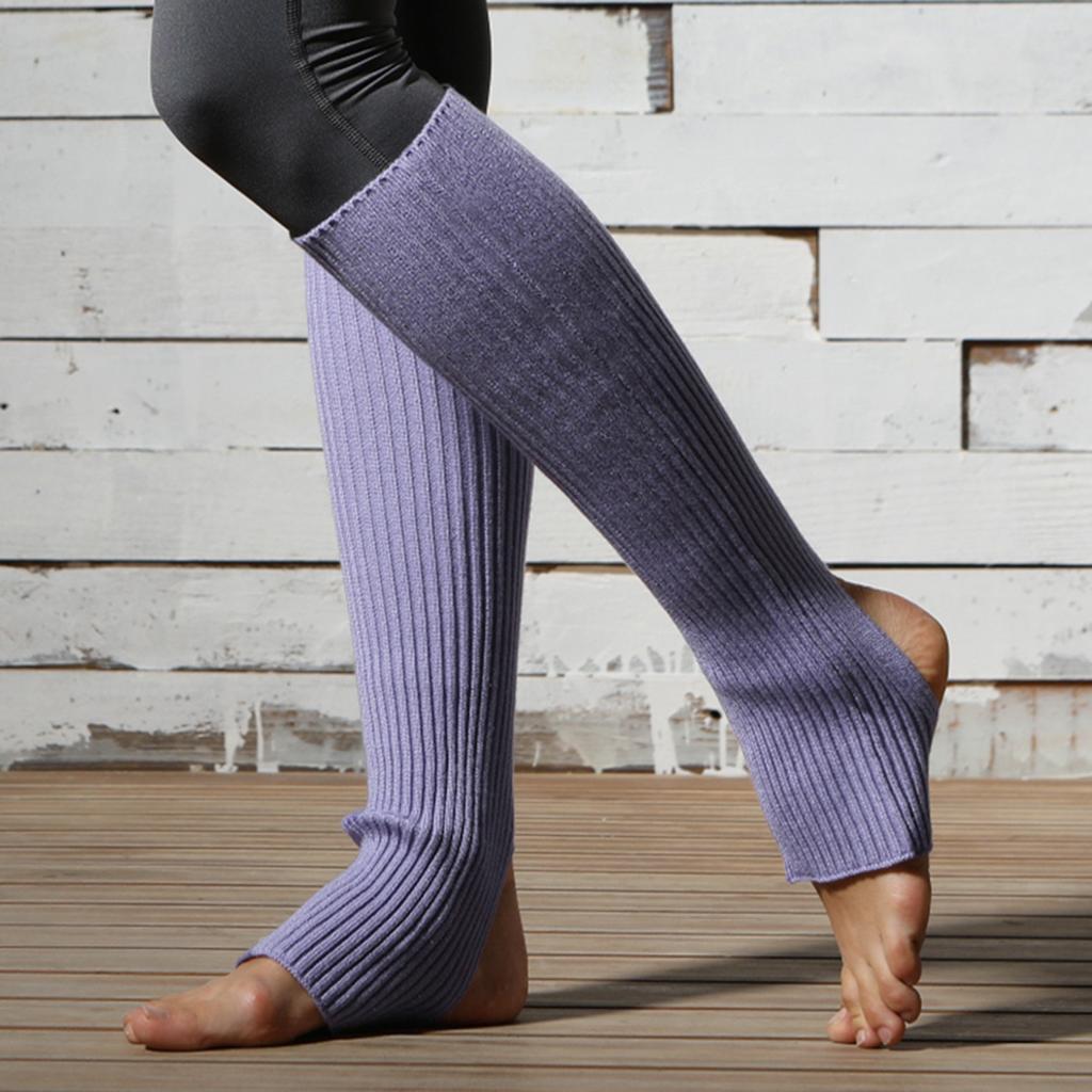 Женские чулки до колена с открытым каблуком, гетры в рубчик, вязаные для йоги, балета, танцев, отдыха