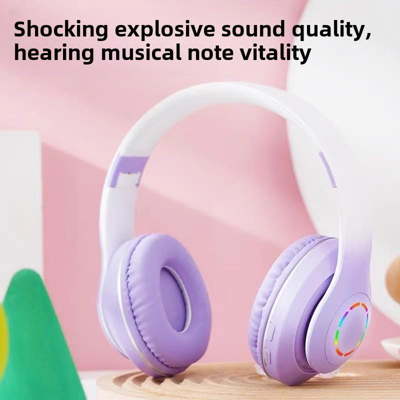 Беспроводная Bluetooth-гарнитура с градиентной светодиодной подсветкой — красочная и яркая, с креплением на голове