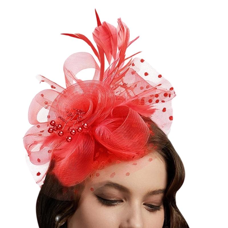Шляпка-fascinator с перьями, топ-шляпа из тюля для девичника и тематических вечеринок, головной убор для коктейльной вечеринки, собрания, наряжания