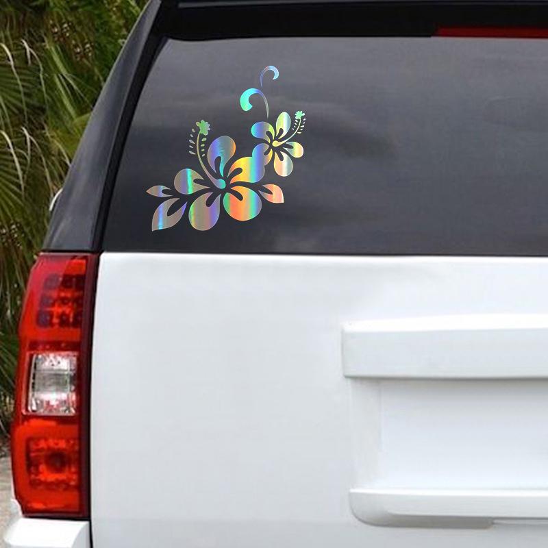 23.8x24.9CM Laser Vinyl Flower Pattern Car Motorcycle Body Bumper Hood Window Decal Scratch Sticker