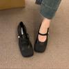One Word 2025 Thick Heel Single Shoes Temperament Small Fragrant Mary Jane Shoes French High Heels Square Head Spring and Autumn Color Ribbons