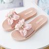 Fashion Round Toe Shoes for Women Jewels Bathroom with Bow Sandals Flat High Quality 2025 Luxury Summer Sale Wholesale On Woman Slippers