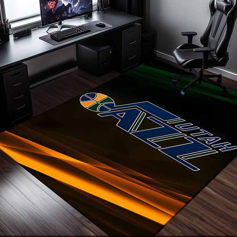 Jazz Basketball Team Rug Office Carpet Non-Slip Mat, Chair Rug Floor Covering for Gaming, Bedroom, Living Room , Home Decor Christmas Gift