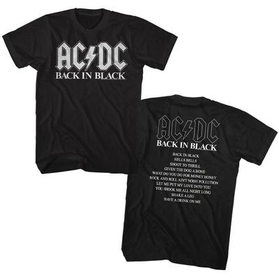 AC/DC Back In Black Альбом Черный Рок-н-ролл Музыкальная Группа Футболка