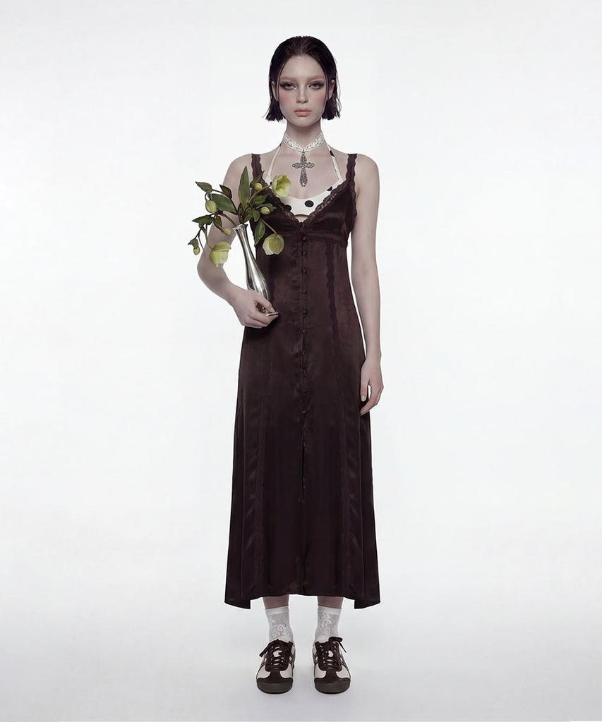 Lulu Seoul Moonlit Dress (Dark Brown)