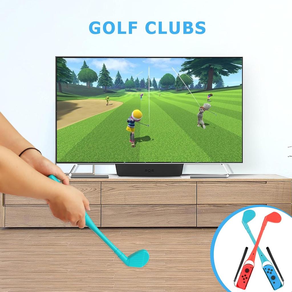 EOVOLA 18 in 1 Accessories Kit for Nintendo Switch / OLED Sports Games, Tennis Rackets, Comfort Grips Golf Clubs, Swords, Wrist Bands and Leg Strap