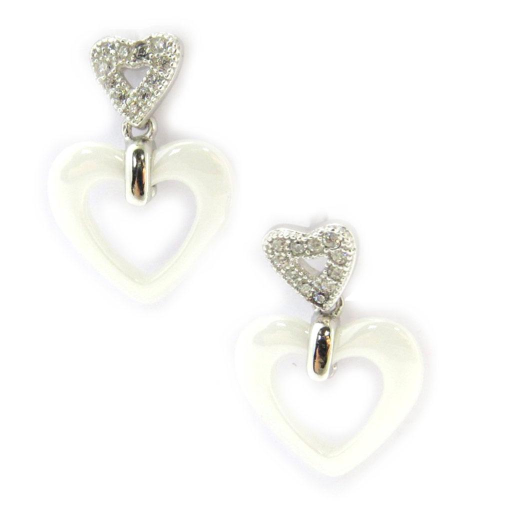 Les Trésors De Lily [N3025] - Серьги серебряные "Любовь" серебро белое (керамика)