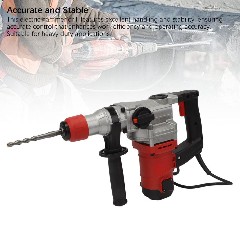 Универсальная ударная дрель 1900 Вт, функция долбления, электрическая дрель 4,5 Дж, 4500 об/мин, мощное усилие с насадками для ремонта дома