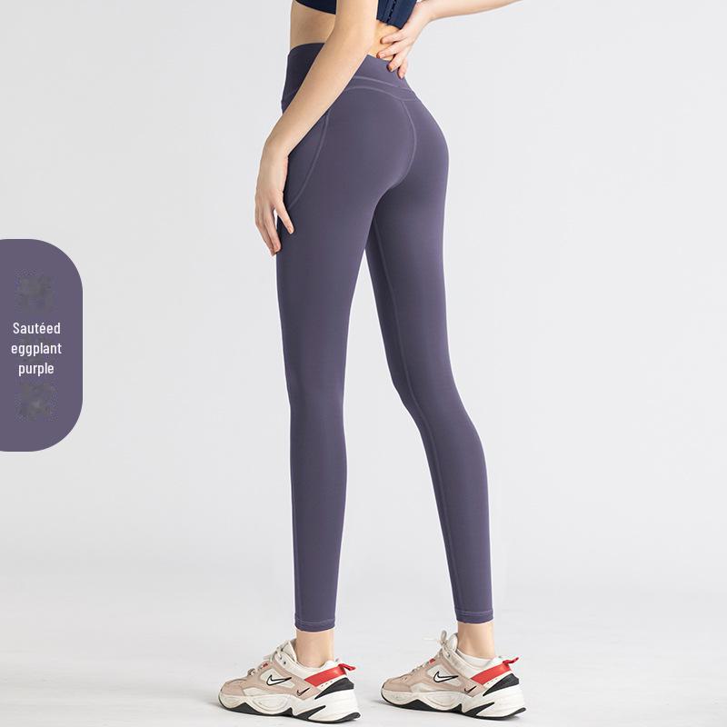 Женские штаны для йоги персикового цвета с высокой талией и подъемом бедер