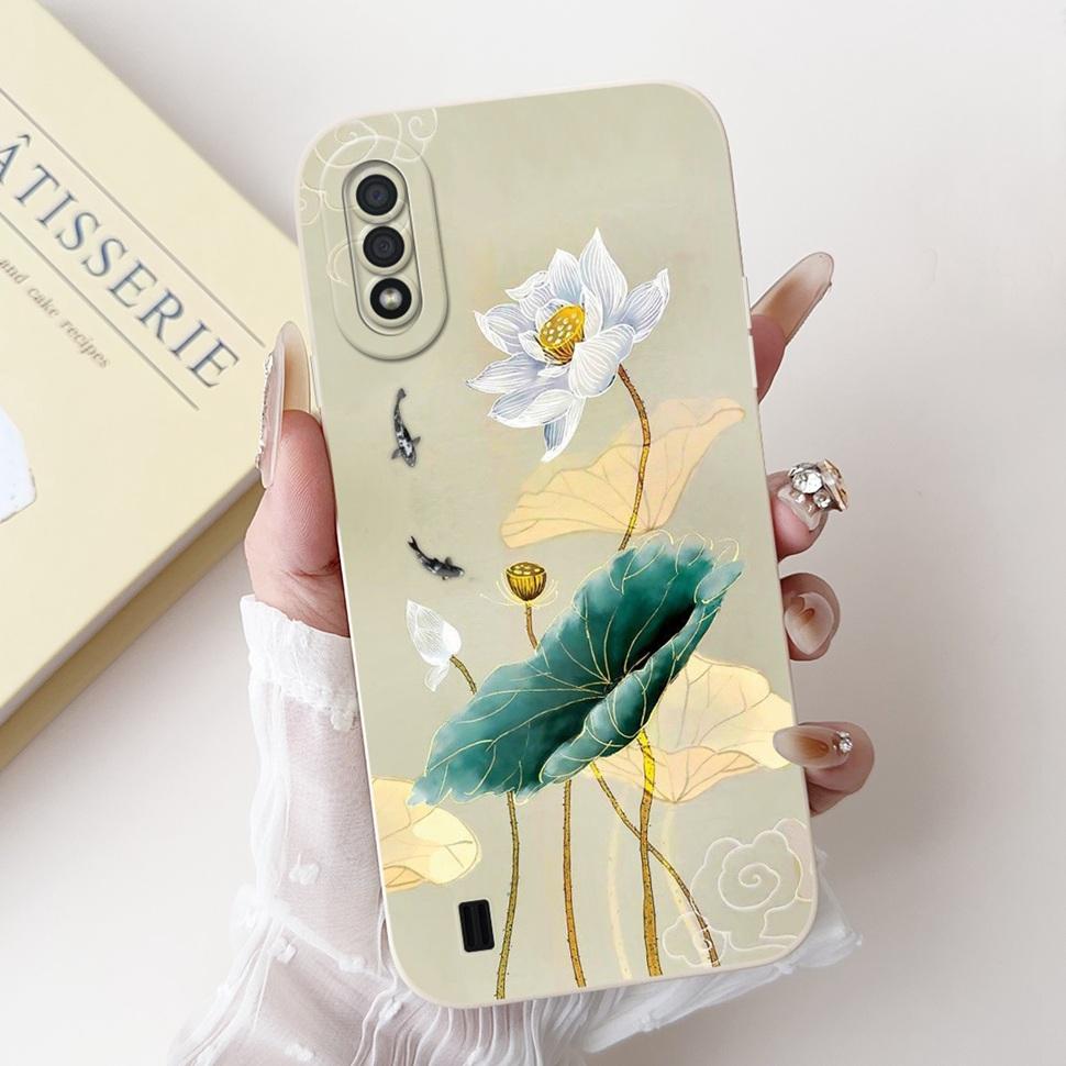Чехол для Samsung Galaxy A01 Модный Чехол с Рисунком Цветов Мягкий Матовый ТПУ Чехол для Телефона для Samsung A01 GalaxyA01 SM-A015F ТПУ