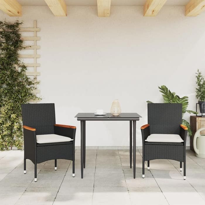 VidaXL Lot de 2 Chaises de Jardin avec Coussins, Sièges avec Accoudoirs, Fauteuils avec Dossier, Meubles de Terrasse, 368119