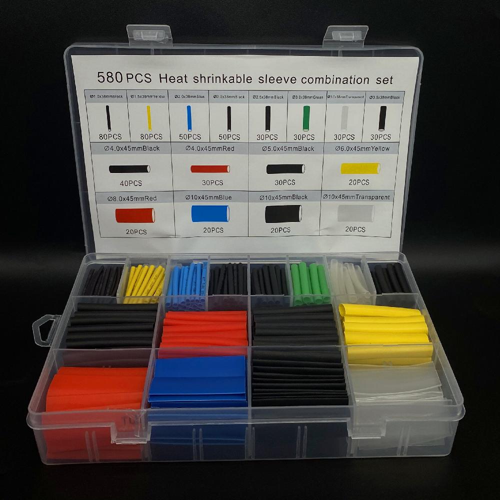 164-750pcs Heat-shrink Tubing Thermoresistant Tube Heat Shrink Wrapping Kit Electrical Connection Wire Cable Insulation Sleeving