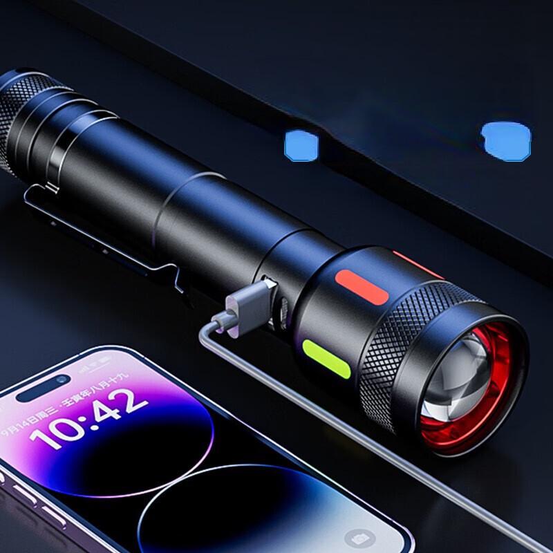 Портативный USB-фонарик с зумом, перезаряжаемый