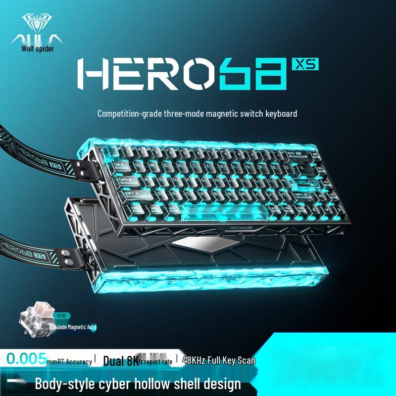 AULA HERO 68XS Трехрежимная 68-клавишная Магнитная Клавиатура с ARGB-подсветкой
