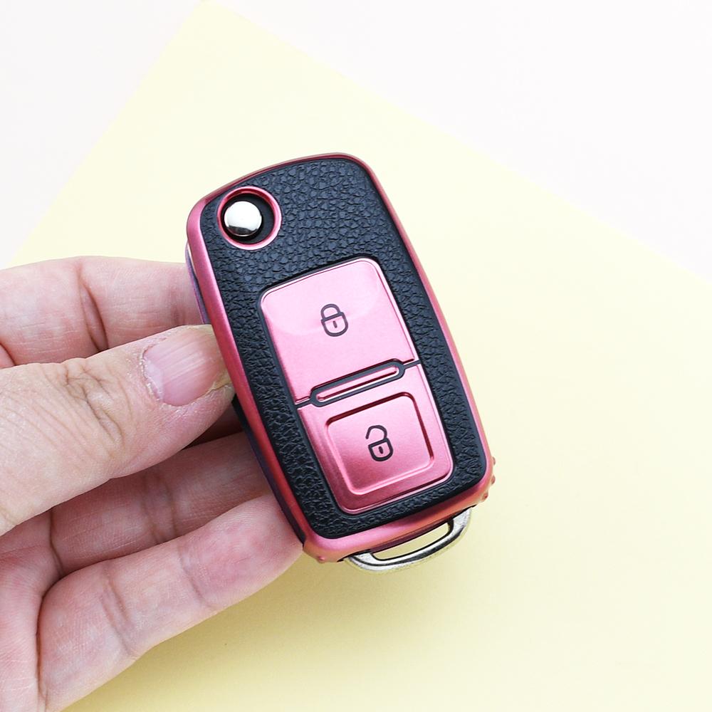 Кожаный TPU чехол-книжка для автомобильного ключа для Vw Volkswagen Altea Tiguan Seat Leon Skoda Octavia Kodiaq Polo Golf Passat Beetle