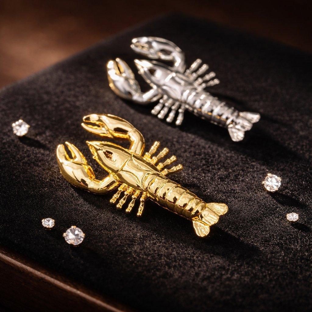 European and American Ocean Resort Style Crayfish Brooch for Women Simple Retro Cold Style Trend Accessories