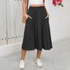 Женская юбка миди с эластичной резинкой и высокой талией, с широким подолом, длиной до середины икры, однотонная юбка в стиле «коммутатор»