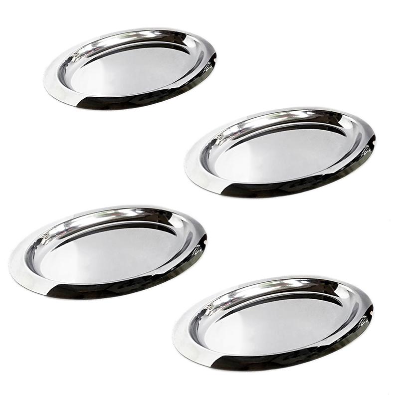 1 шт. Эллиптический диск практичная тарелка десерт креативная обеденная тарелка простота глянцевый металлический поддон нержавеющая сталь