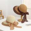 Summer Women Bow Straw Hat Portable Foldable Holiday Beach Sun Visors Female Sunshade Bonnet Cap