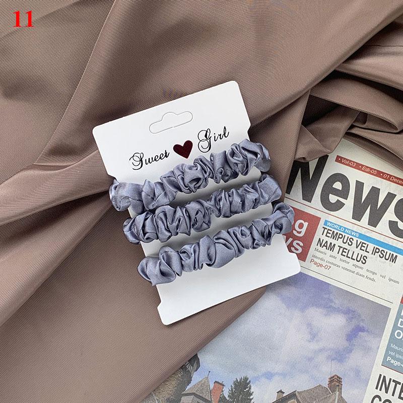 3Pcs/Set Silk Satin Solid Color Hair Ties Silky Scrunchies Set Women Simple Style Rubber Band Ponytail Holder Hair Accessories