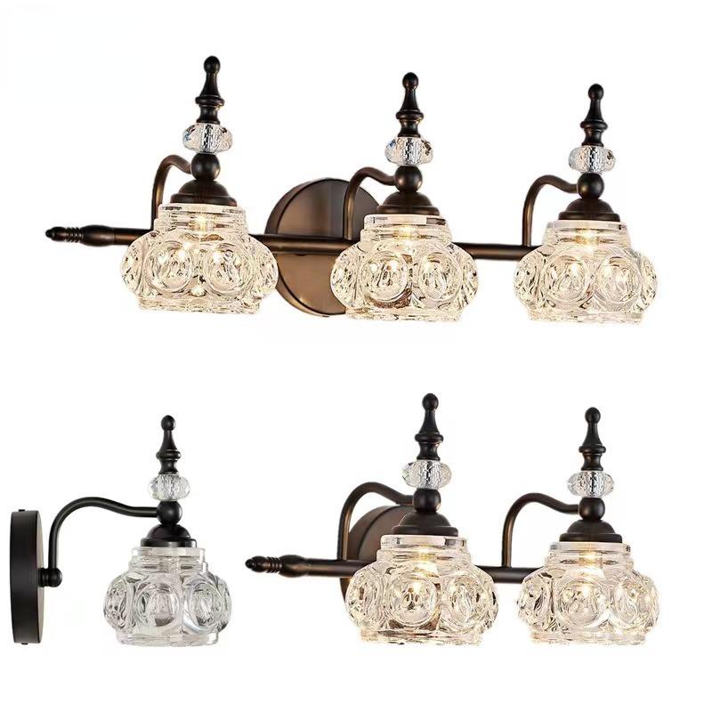 Зеркало для ванной комнаты, передний светильник, стеклянный абажур в американском стиле, ретро, ​​прикроватный настенный светильник, зеркальный светильник для ванной комнаты