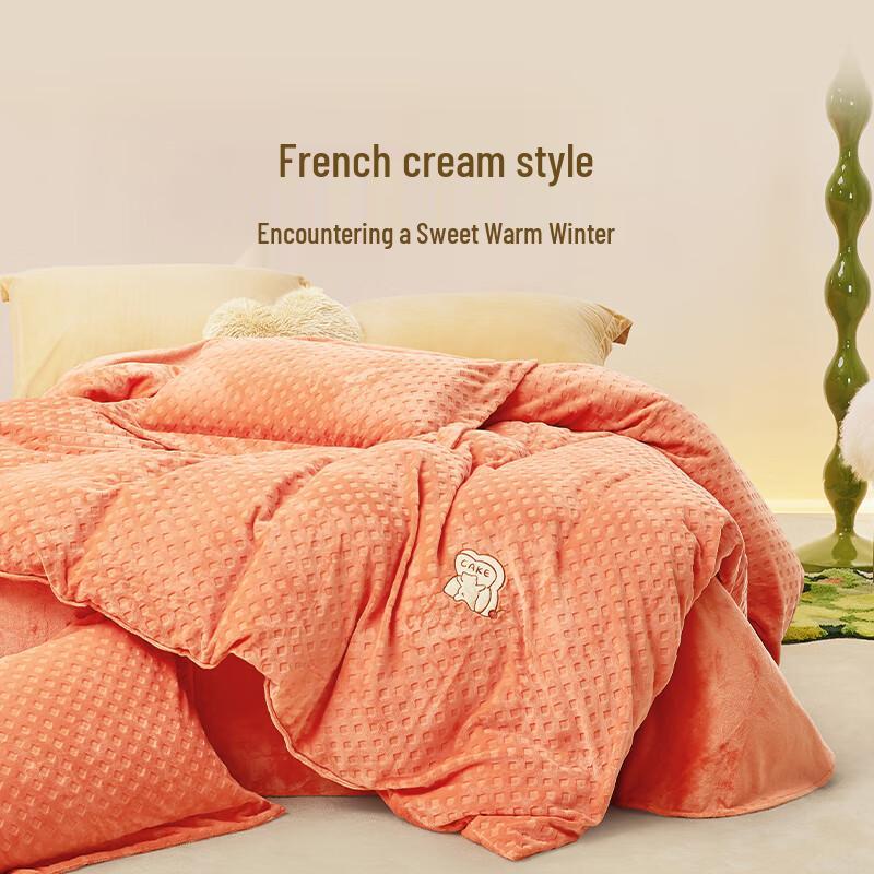LOVO Flannel Milk Fleece Thickened Bedding 4-Piece Set
