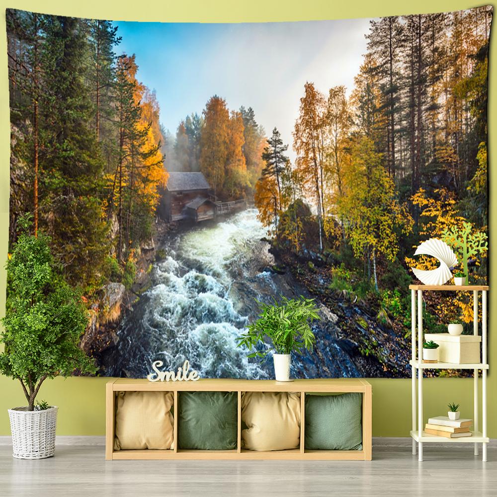 Снежная гора лес картина маслом гобелен настенный гобелен хиппи богемный психоделический тапиз комната гостиная декор